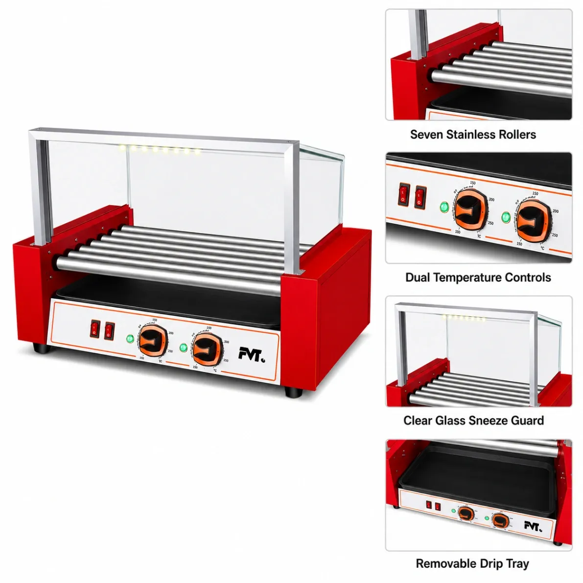 Kommerzielle 7 Walzen Hot Dog Roller Grill - Hot-Dog-Maschine - Food Mach Tech