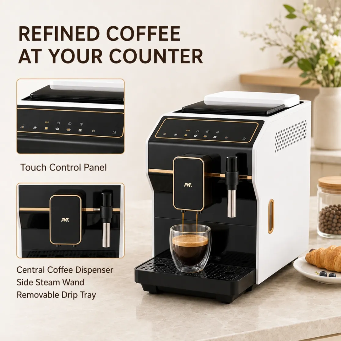 Máquina automática do café expresso, leite Frother, preto - Máquina de Café - foodmachtech