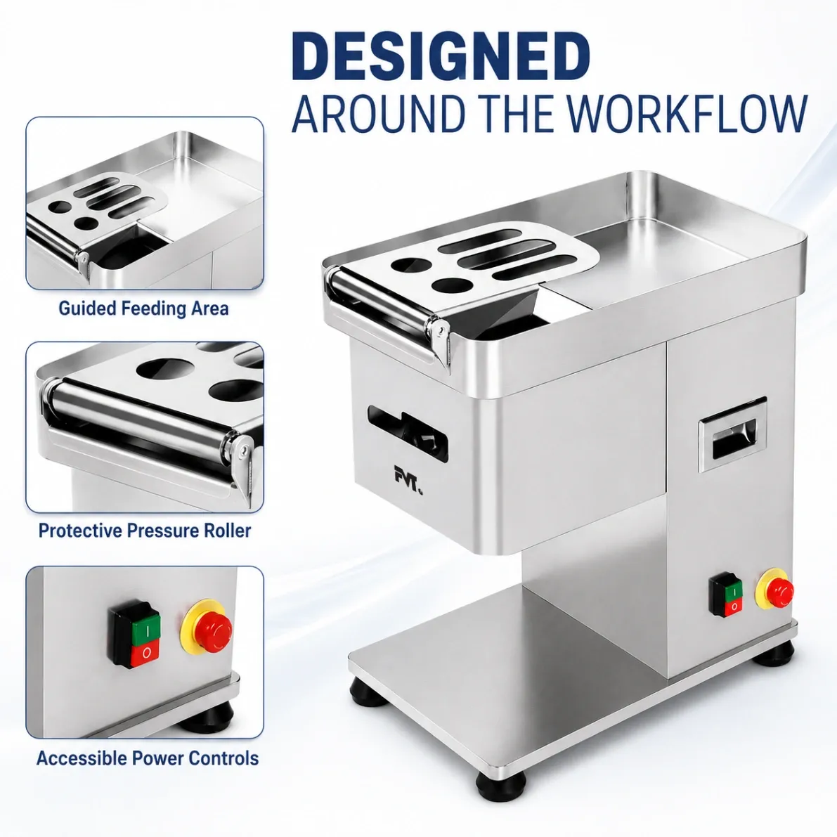 Kommerzielle Arbeits platte Elektro-Fleischs ch litter, 2200W Edelstahl-Slicer für Restaurants & Delikatessen - Slicer - Food Mach Tech