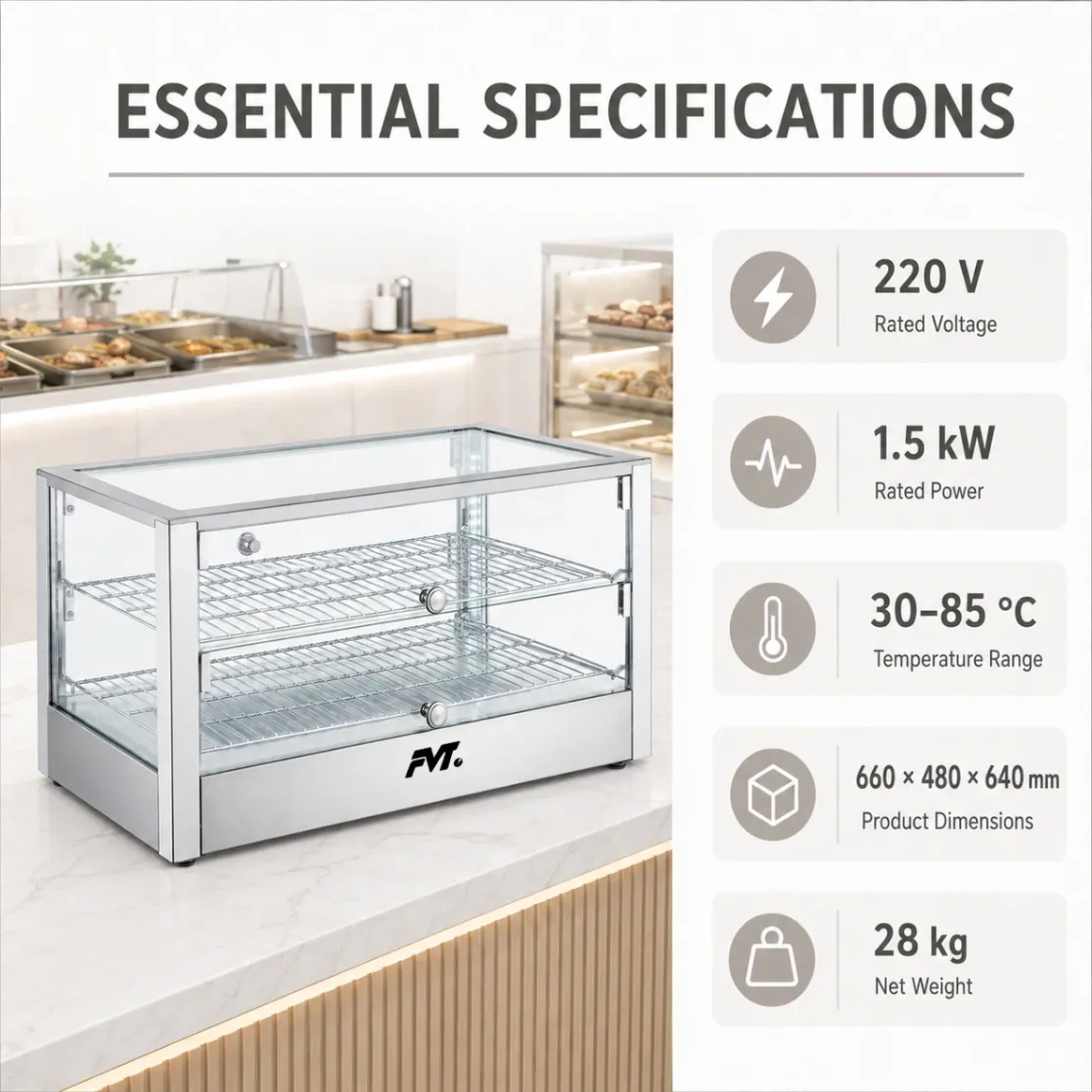 Countertop Heated Food Display Cabinet Commercial Pastry Warmer Showcase - Display Case - foodmachtech