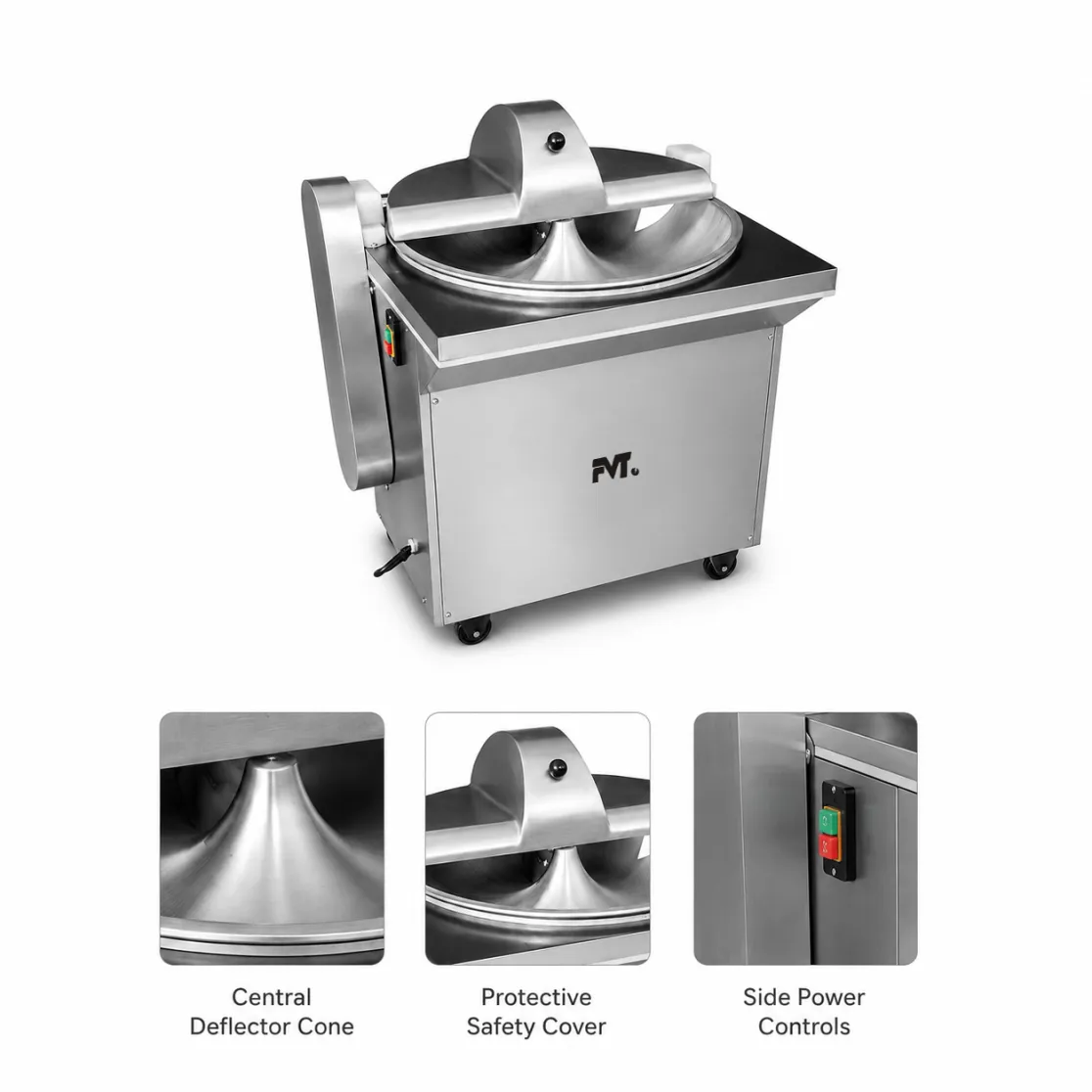 Machine commerciale de coupeur de cuvette d'acier inoxydable, machine de mélange de hachage fine de viande et de légume - Broyeur - foodmachtech