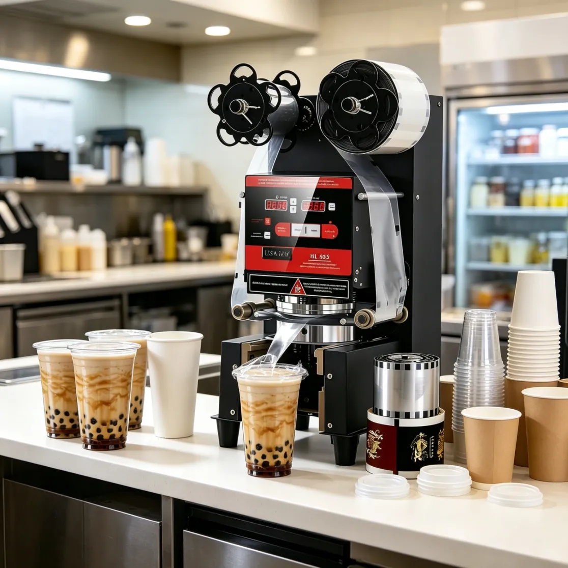 Fully Automatic Cup Sealing Machine, 500W Commercial Bubble Tea Sealer for 90‑95mm Plastic & Paper Cups - Sealing Machine - foodmachtech