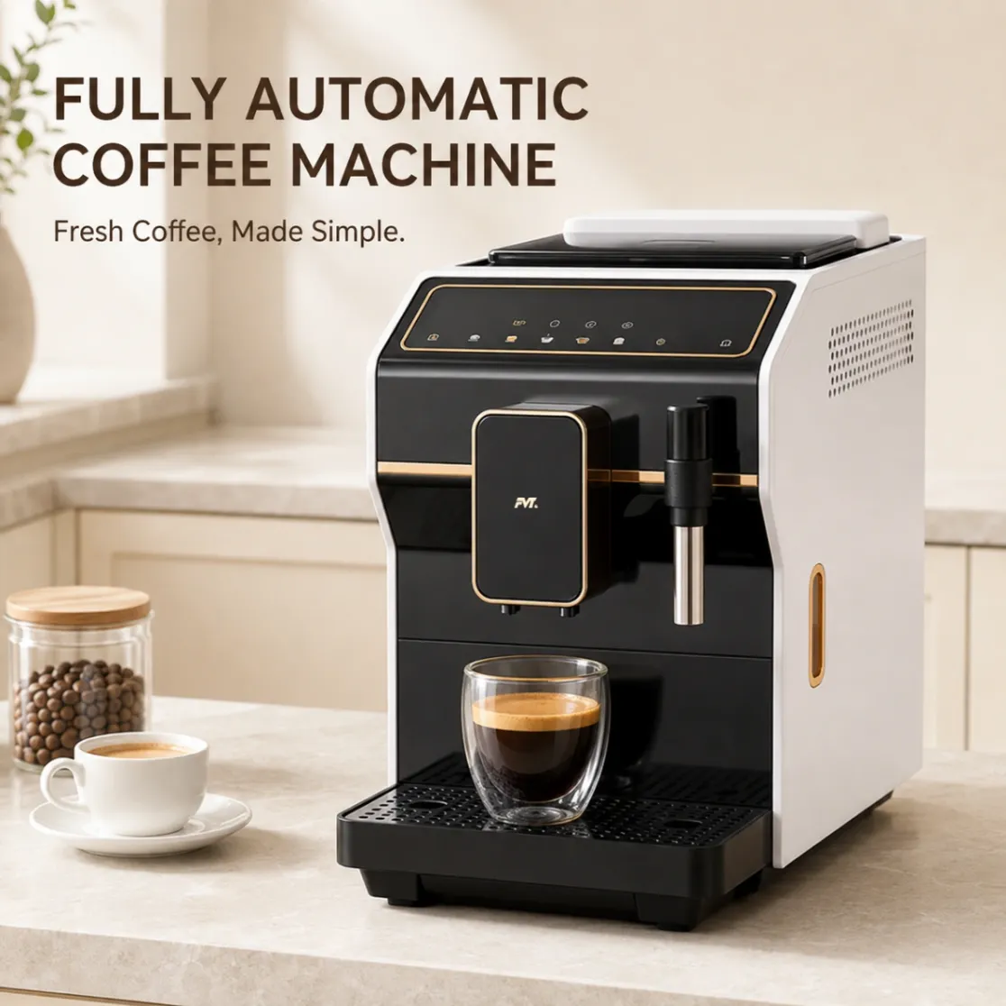Máquina automática do café expresso, leite Frother, preto - Máquina de Café - foodmachtech