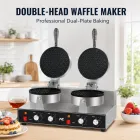 Commercial Double‑Head Waffle Maker, 2.4kW Stainless Steel Dual Waffle Iron with Independent Temperature for Cafe, Bakery - Electric Griddle - foodmachtech