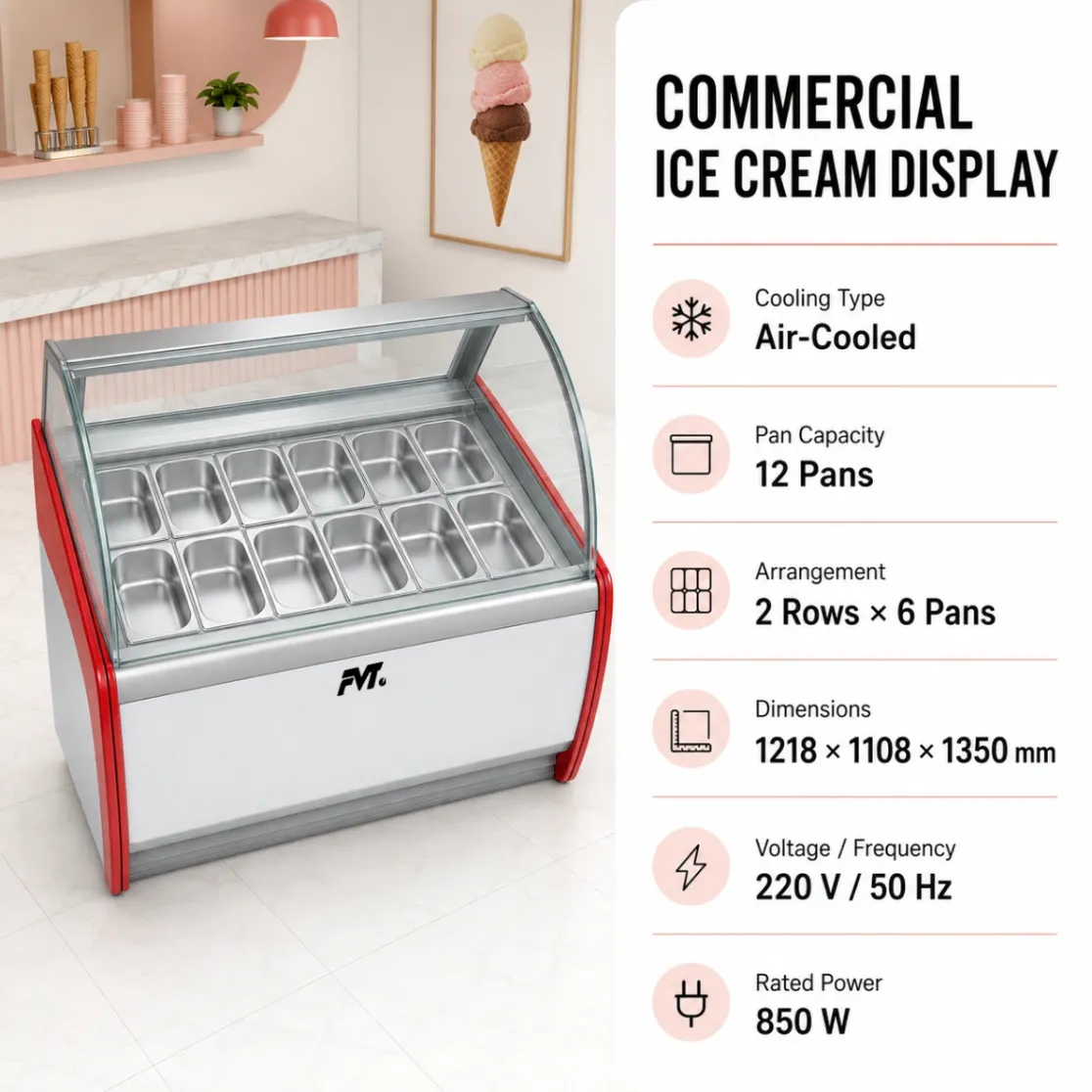 Air‑Cooled Ice Cream Display - Display Case - foodmachtech