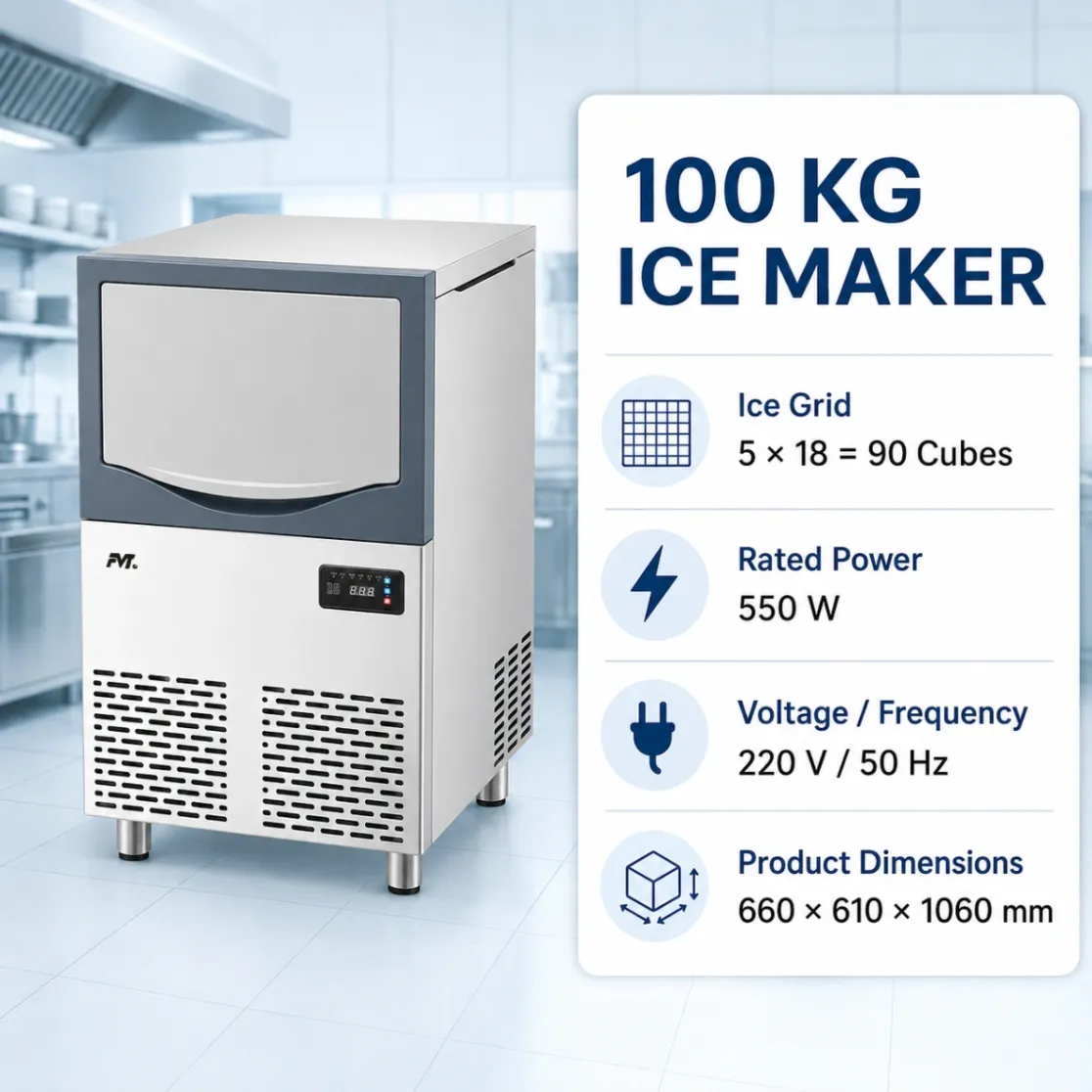 Fabricante de hielo comercial de 100 kg - Fabricante de hielo - foodmachtech