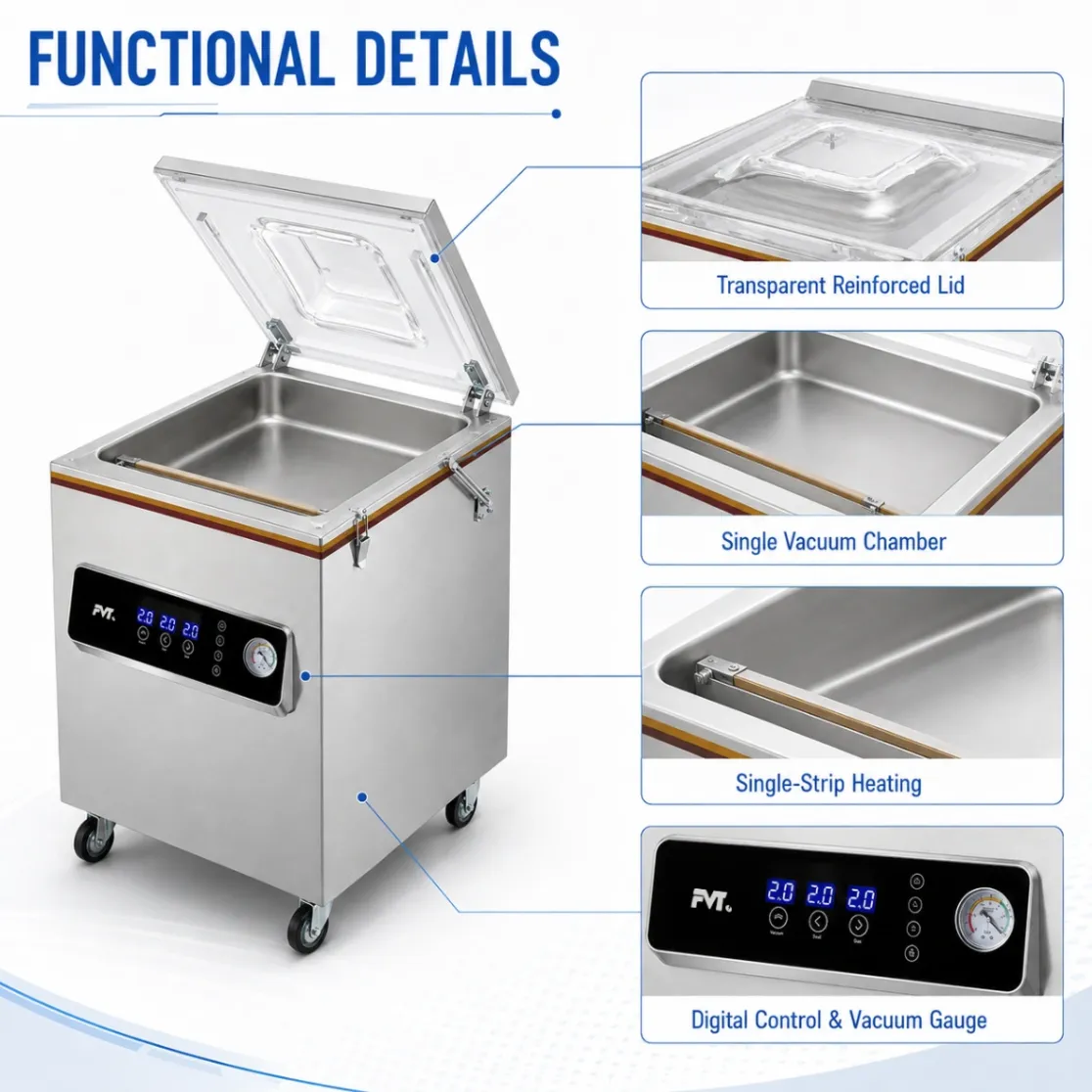 Industrial Single Chamber Vacuum Packing Machine, Large Capacity Commercial Food Vacuum Sealing Equipment - Packaging Machine - foodmachtech