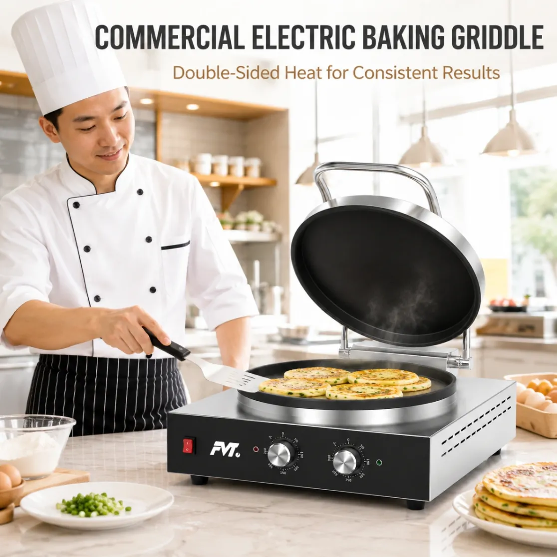 商用電気ベーキンググリドル、両面加熱パンケーキメーカー - 電気グリドル - foodmachtech