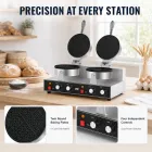 Commercial Double‑Head Waffle Maker, 2.4kW Stainless Steel Dual Waffle Iron with Independent Temperature for Cafe, Bakery - Electric Griddle - foodmachtech