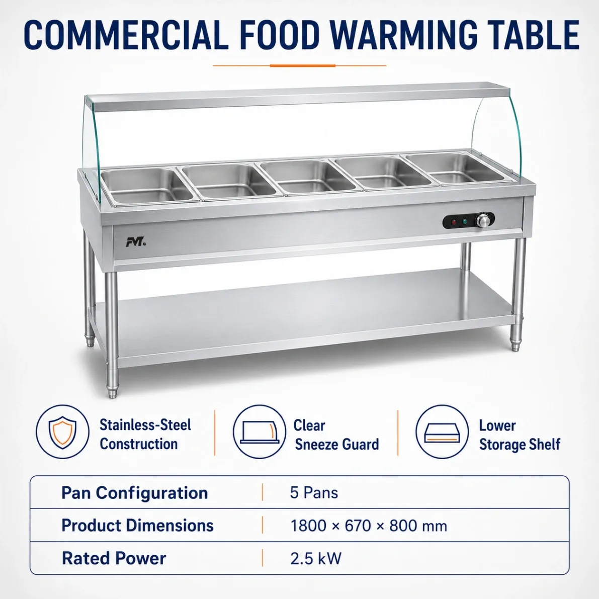 Edelstahl Buffet Lebensmittel wärmende Tabelle -  - Food Mach Tech