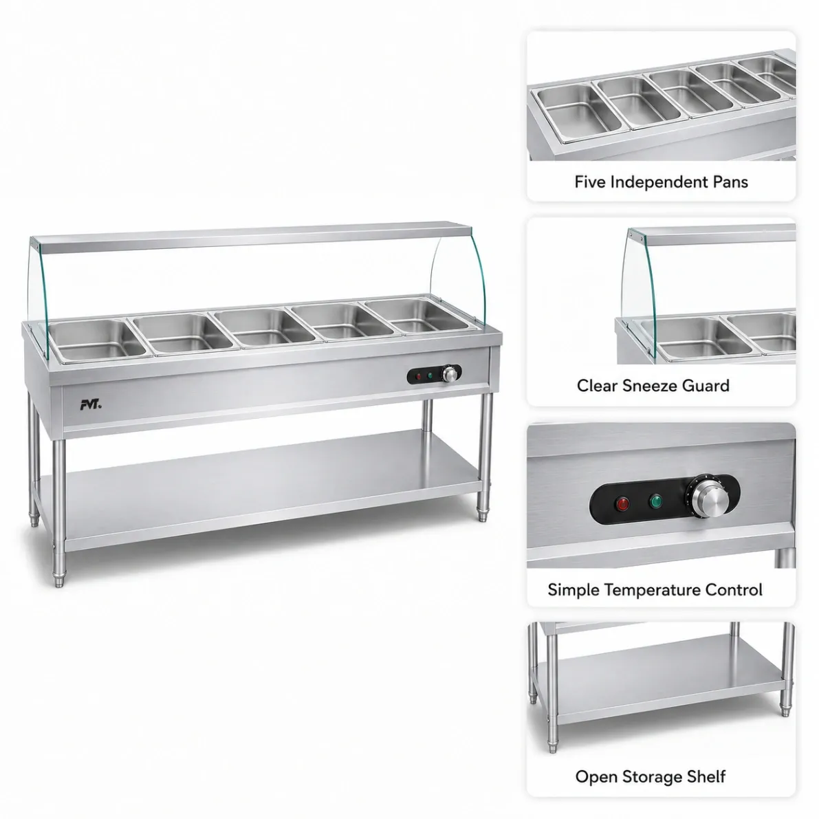 Edelstahl Buffet Lebensmittel wärmende Tabelle -  - Food Mach Tech