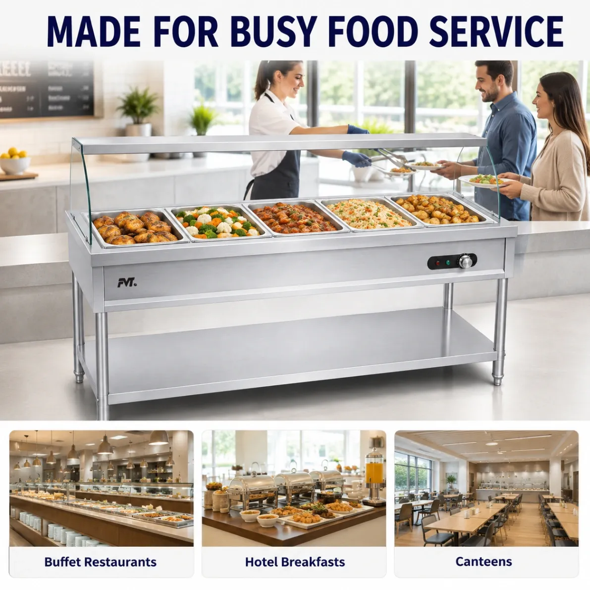 Edelstahl Buffet Lebensmittel wärmende Tabelle -  - Food Mach Tech