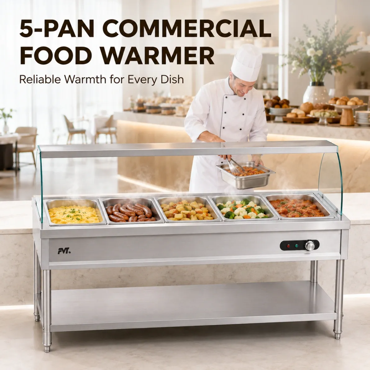 Edelstahl Buffet Lebensmittel wärmende Tabelle -  - Food Mach Tech