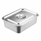 Quadratisches Edelstahl becken mit Abdeckung - Küchenutensilien - Food Mach Tech