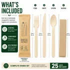 Einweg-Besteckset aus Holz, einzeln eingewickelt, Holz gabel messer löffel mit Papiers erviette (100 PCS) - Verbrauchs materialien - Food Mach Tech