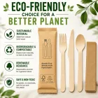 Einweg-Besteckset aus Holz, einzeln eingewickelt, Holz gabel messer löffel mit Papiers erviette (100 PCS) - Verbrauchs materialien - Food Mach Tech