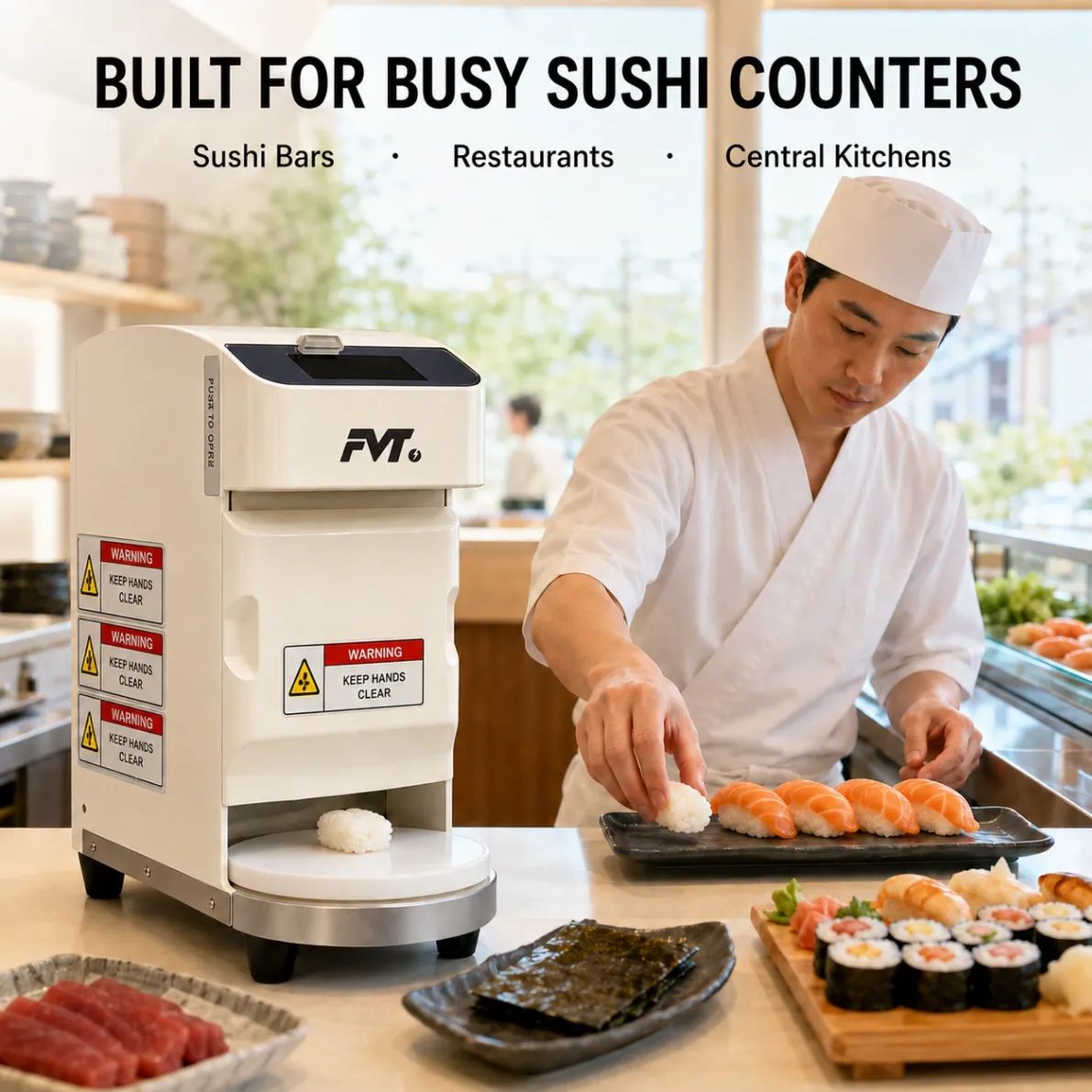 Automatischer Sushi-Reisball-Hersteller, kommerzielle Rice-Ball-Forming-Maschine mit Touchscreen -  - Food Mach Tech
