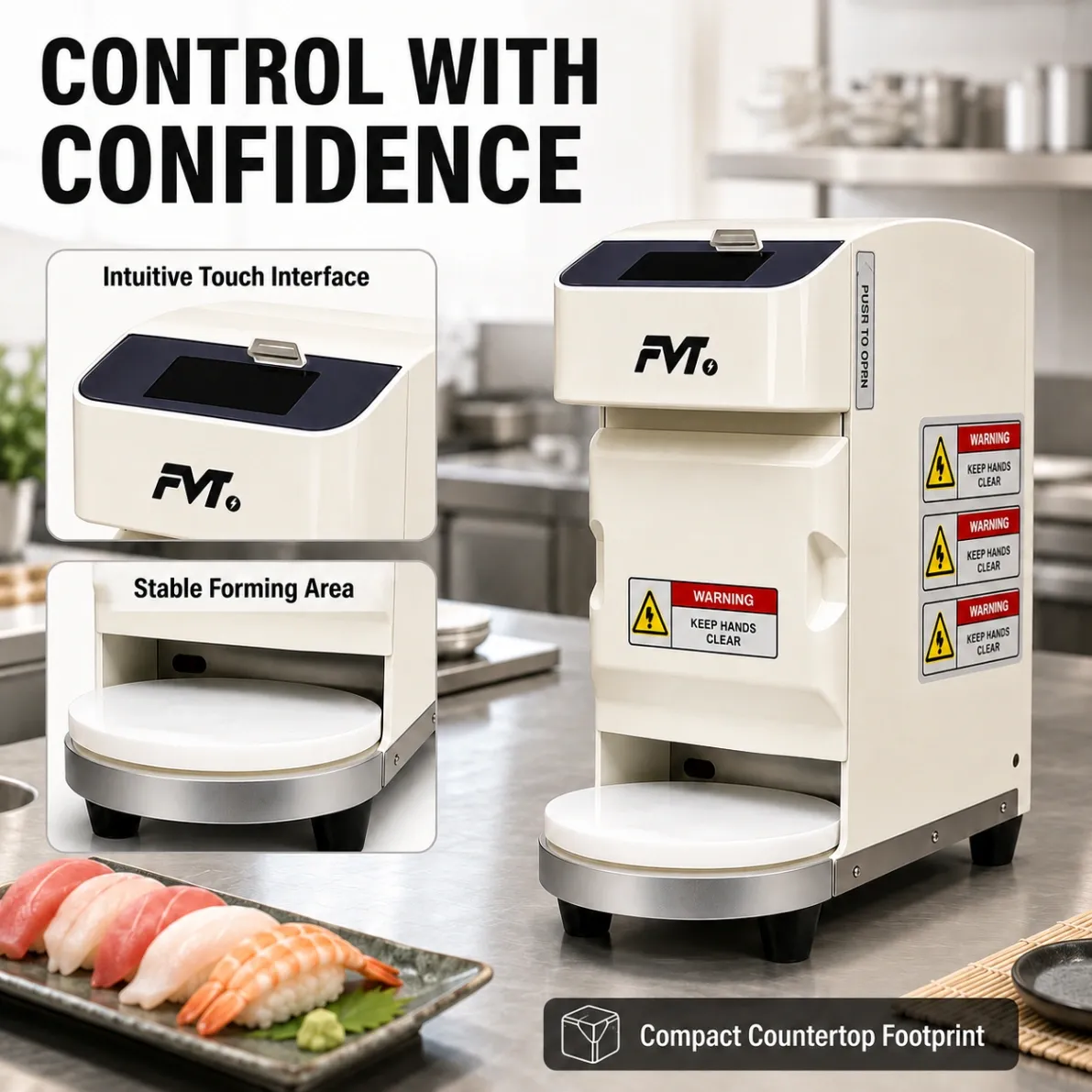 Automatischer Sushi-Reisball-Hersteller, kommerzielle Rice-Ball-Forming-Maschine mit Touchscreen -  - Food Mach Tech