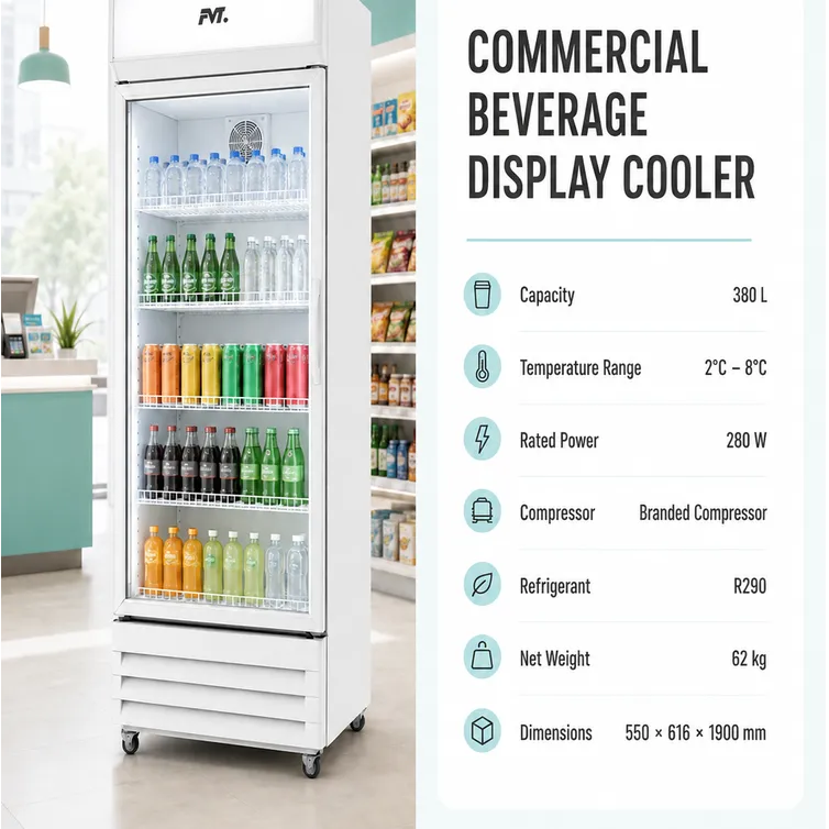 Kommerzielle eintürige Getränke anzeige Kühler-klares Glas, zuverlässige Kühlung - Vitrine - Food Mach Tech
