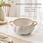 Vintage Kürbis-Keramik schale mit Doppel griffen für Salats eintopf Pasta -  - Food Mach Tech