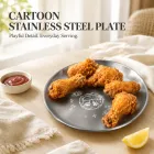 만화 라운드 스테인레스 스틸 디너 플레이트, 매일 식사, 과일 및 바베큐 굽기 용 트레이 제공 -  - Food Mach Tech