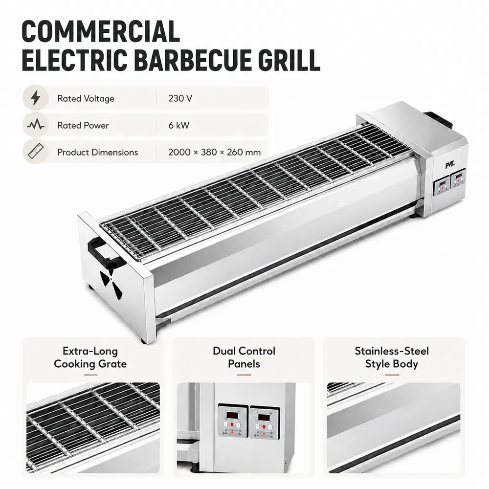 이중 제어 패널 및 측면 환기를 갖춘 상업용 전기 바베큐 그릴 - 오븐 - Food Mach Tech