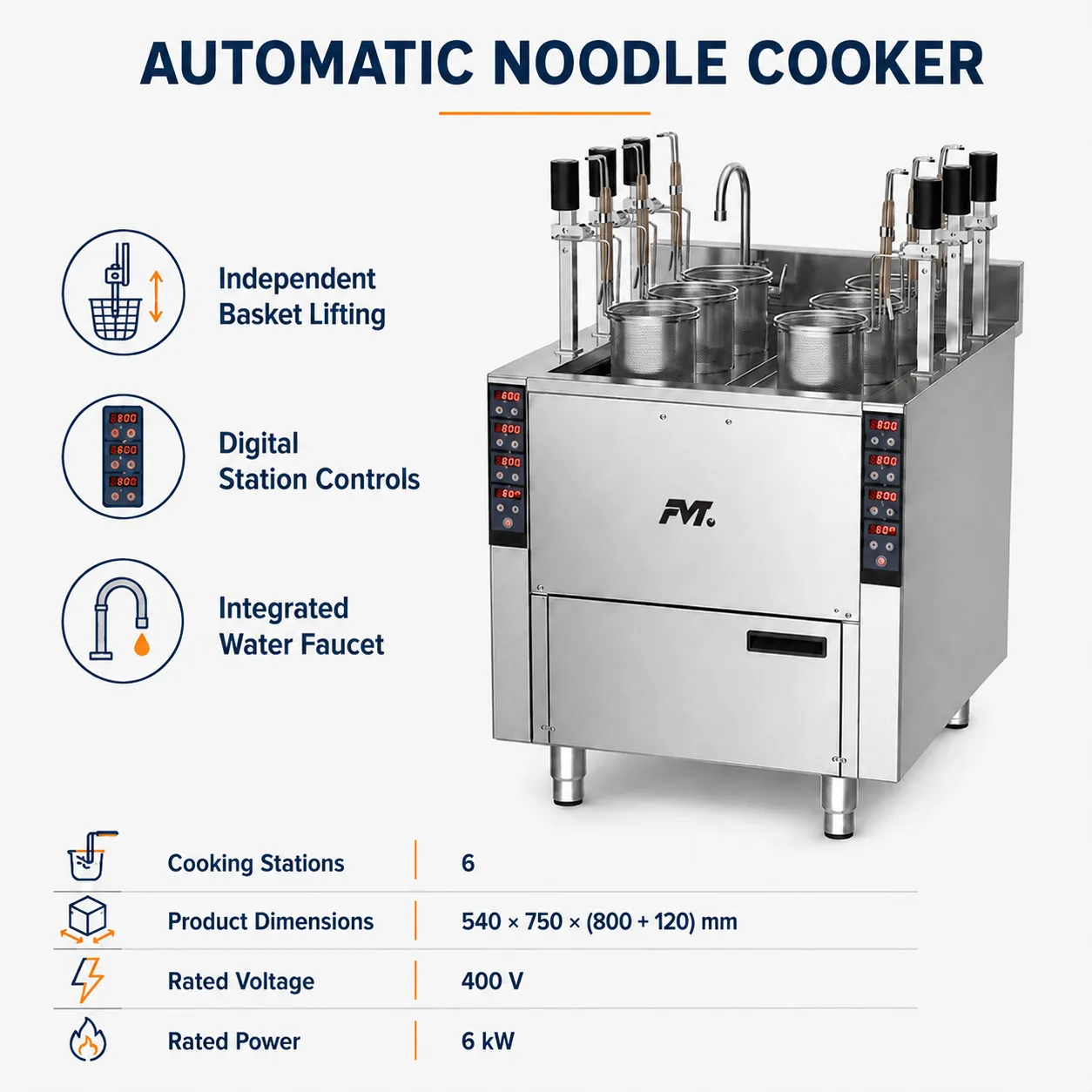 6-Kopf-Automatischer Nudel kocher - Koch kessel - Food Mach Tech