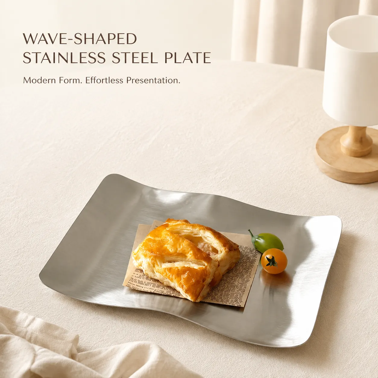 물결 모양의 가장자리 스테인레스 스틸 플레이트 -  - Food Mach Tech