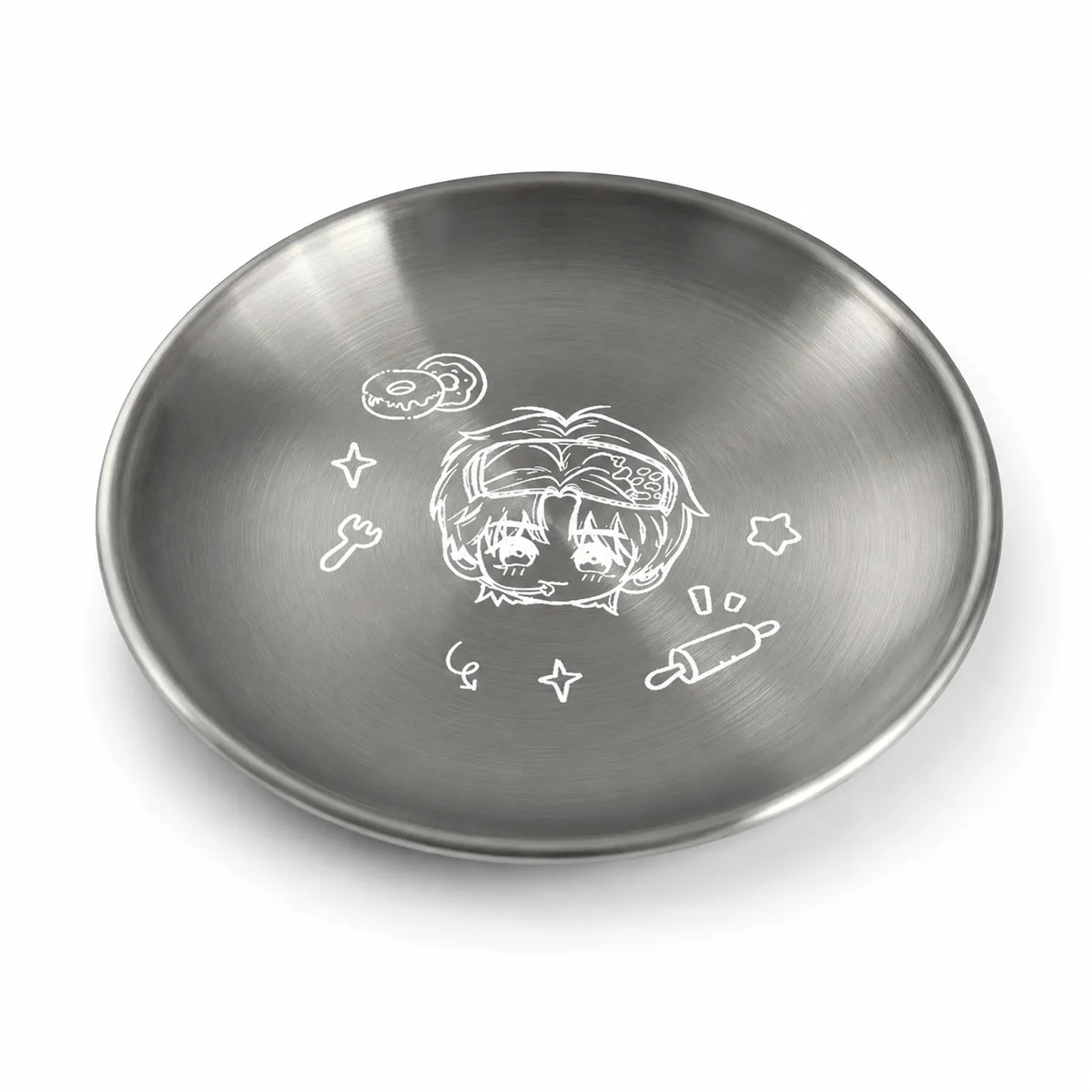 만화 라운드 스테인레스 스틸 디너 플레이트, 매일 식사, 과일 및 바베큐 굽기 용 트레이 제공 -  - Food Mach Tech