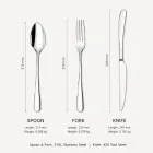 3-teiliges Besteckset im europäischen Stil, Messer gabel löffel für Steak, Abendessen & tägliche Mahlzeiten -  - Food Mach Tech