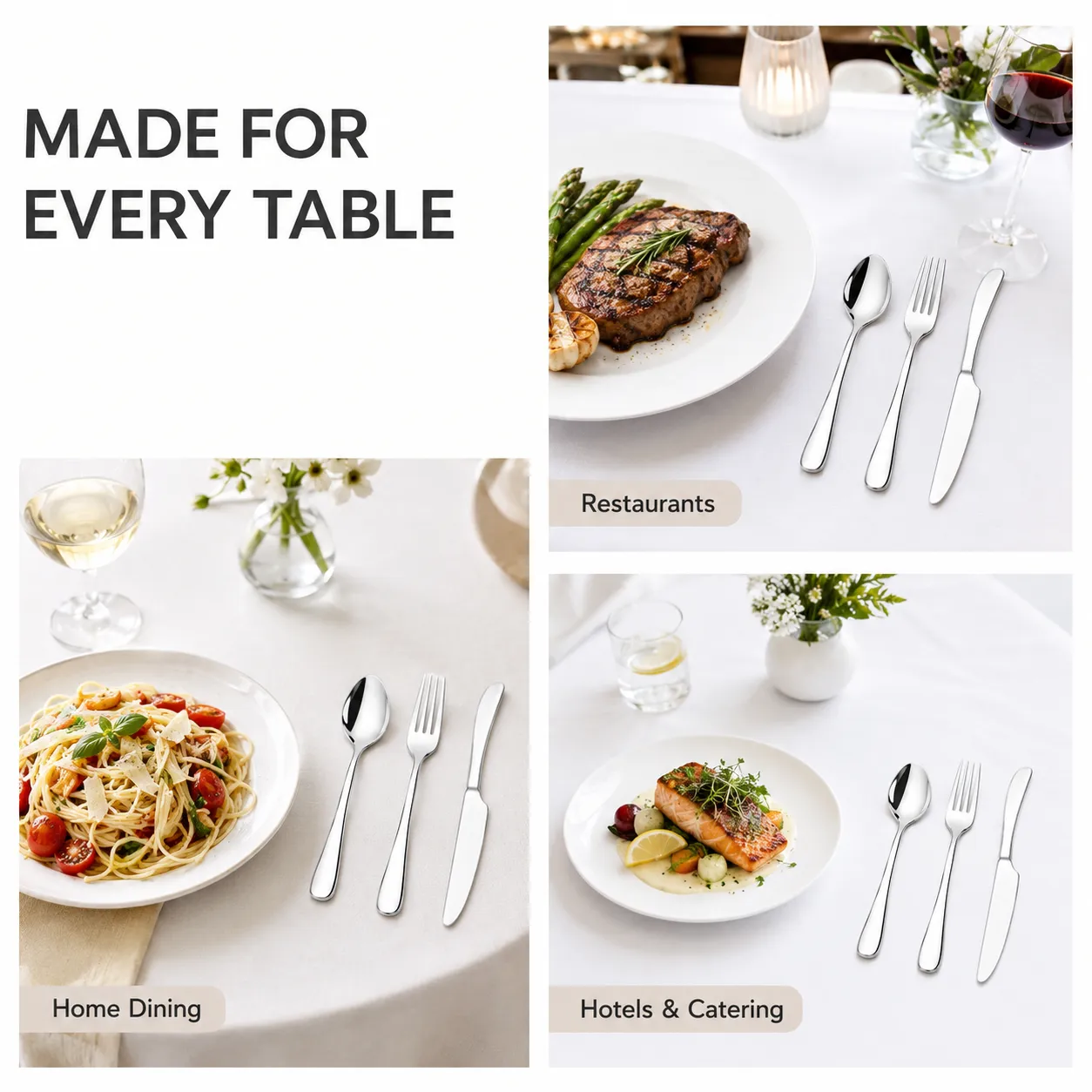 3-teiliges Besteckset im europäischen Stil, Messer gabel löffel für Steak, Abendessen & tägliche Mahlzeiten -  - Food Mach Tech