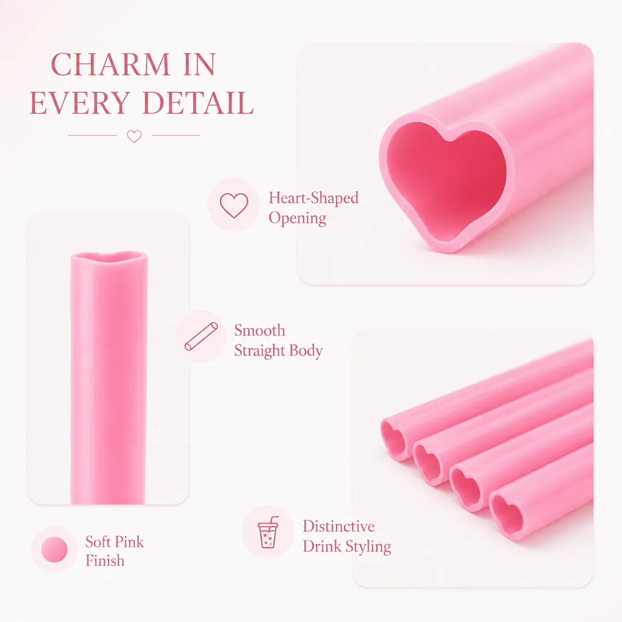 Cannucce di plastica a forma di cuore (200 PCS) -  - Food Mach Tech