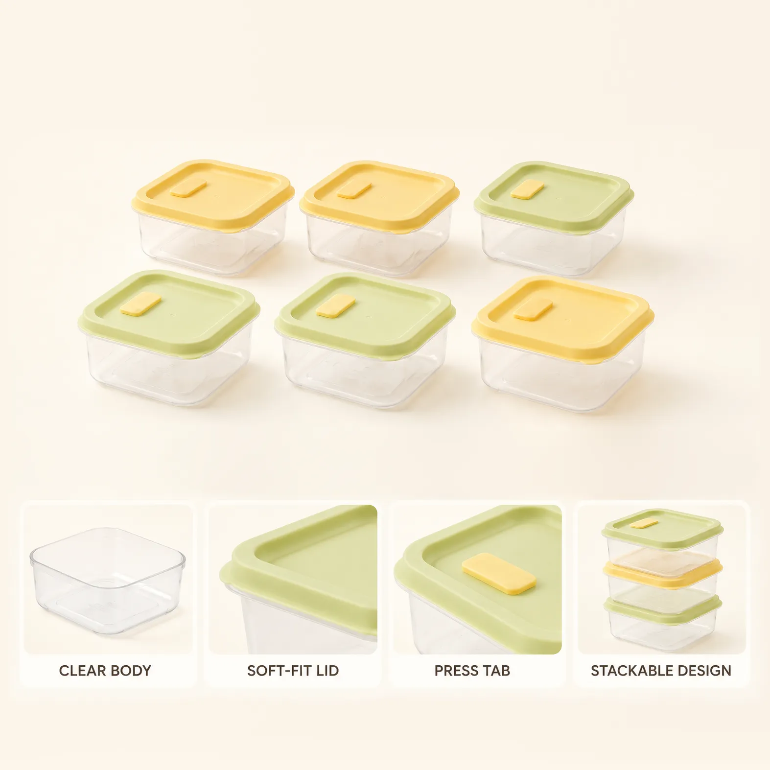 식품 저장 용기 세트 6, 400 cules 식사 준비 용기 -  - Food Mach Tech
