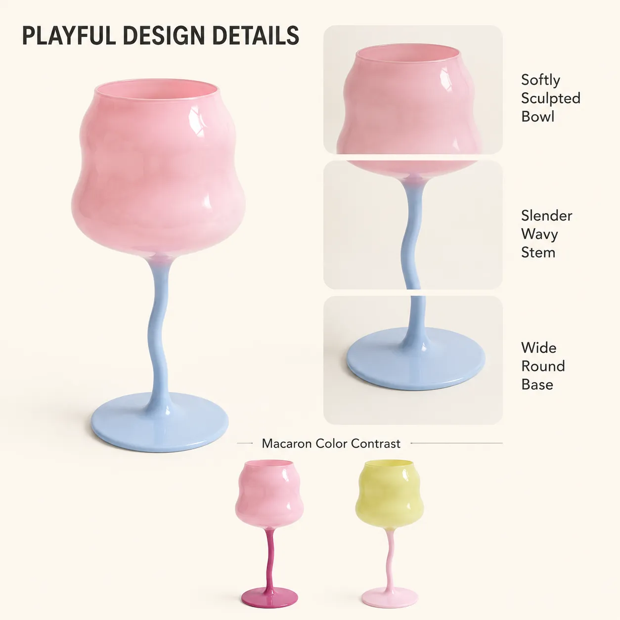 Macaron Zwei-Ton-Kelch, gewundene verdrehte Stängel Kristallglas-Wein tasse mit Gradienten farbe -  - Food Mach Tech