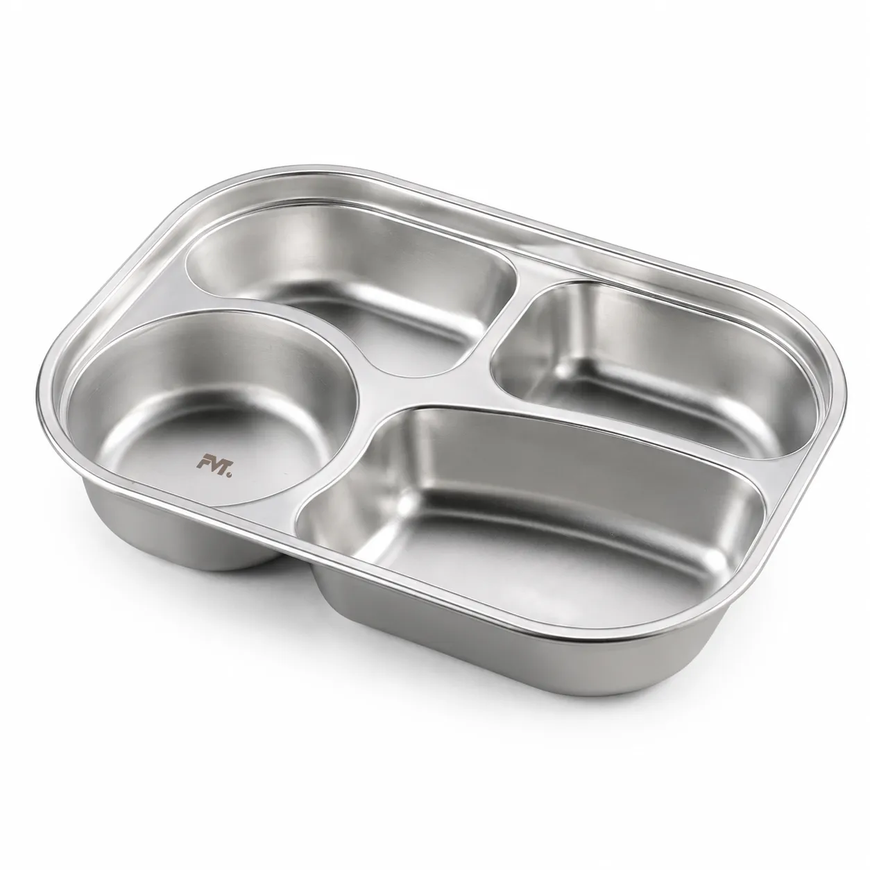 4 구획 스테인레스 스틸 분할 디너 플레이트 -  - Food Mach Tech