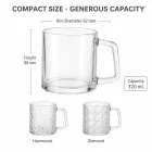 320ml Quadratischer Griff Kaffeetassen mit 3 Texturen (einfach/gehämmert/Diamant) -  - Food Mach Tech