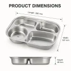 4 구획 스테인레스 스틸 분할 디너 플레이트 -  - Food Mach Tech