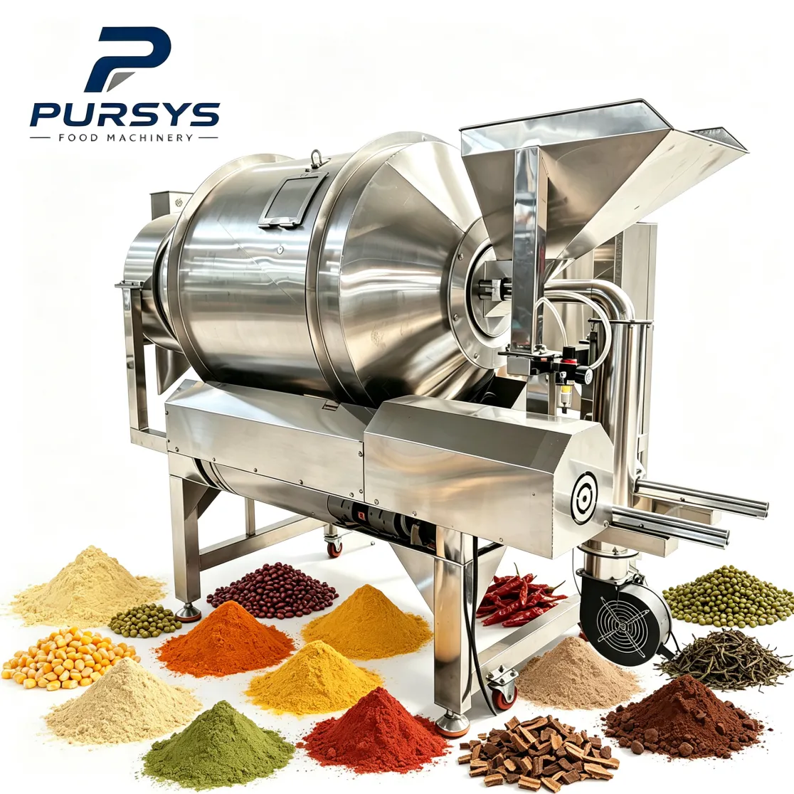 Stainless steel drum mixer, spice and condiment mixing equipment - Mixer - foodmachtech