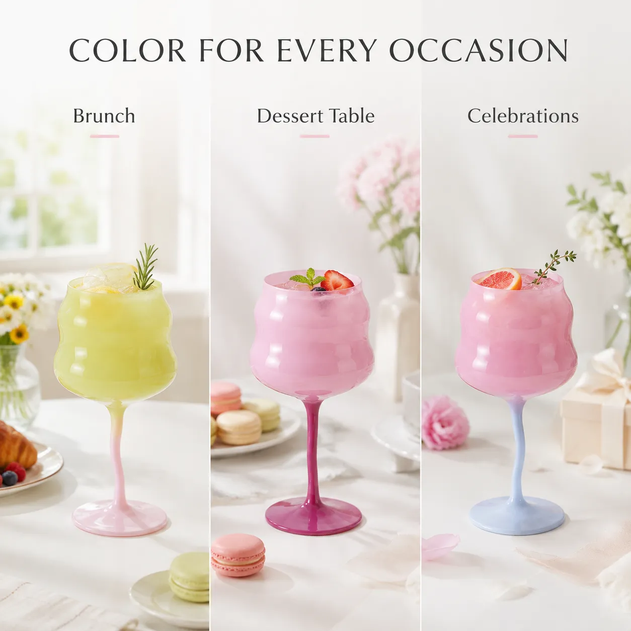 Macaron Zwei-Ton-Kelch, gewundene verdrehte Stängel Kristallglas-Wein tasse mit Gradienten farbe -  - Food Mach Tech
