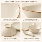 18-teiliges beige Keramik-Dinner-Set -  - Food Mach Tech