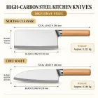 Küchenmesser-Set aus Edelstahl, 2 Stück, chinesischer Cleaver & Mehrzweck-Küchenmesser mit natürlichem Massivholz griff -  - Food Mach Tech