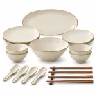 18-teiliges beige Keramik-Dinner-Set -  - Food Mach Tech