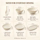 18-teiliges beige Keramik-Dinner-Set -  - Food Mach Tech