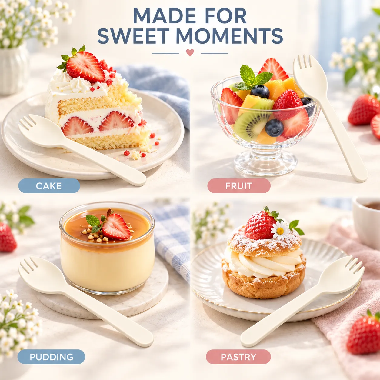 Lebensmittel qualität PS Plastik-Dessert gabeln (100 PCS) -  - Food Mach Tech