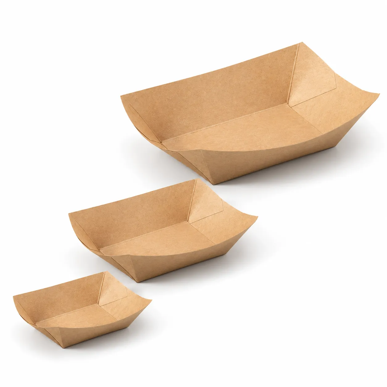 식품 학년 크래프트 종이 스낵 트레이 (100 PCS) -  - Food Mach Tech