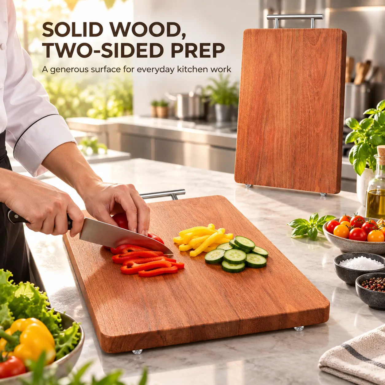 Doppelseitiges Schneide brett aus massivem Holz -  - Food Mach Tech