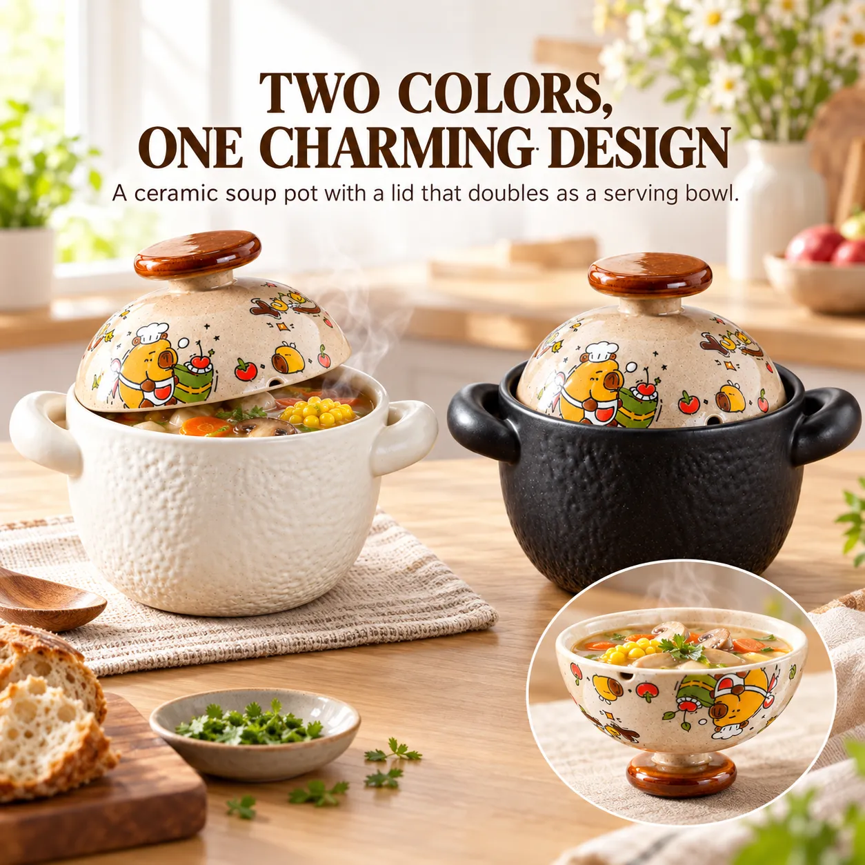손으로 그린 2-in-1 스톡 팟 & 캐서롤 -  - Food Mach Tech