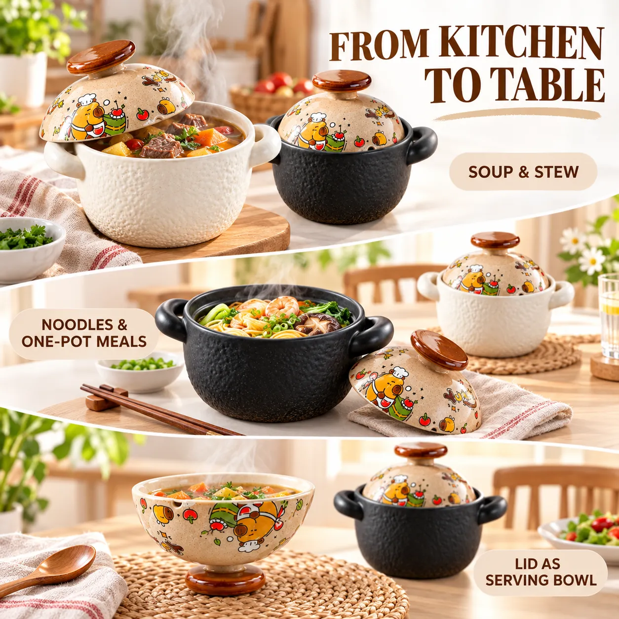 손으로 그린 2-in-1 스톡 팟 & 캐서롤 -  - Food Mach Tech