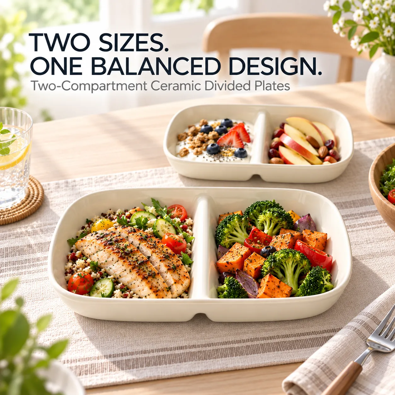 2-Fach Keramik geteilte Platte -  - Food Mach Tech