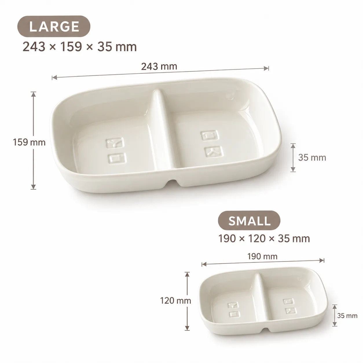 2-Fach Keramik geteilte Platte -  - Food Mach Tech